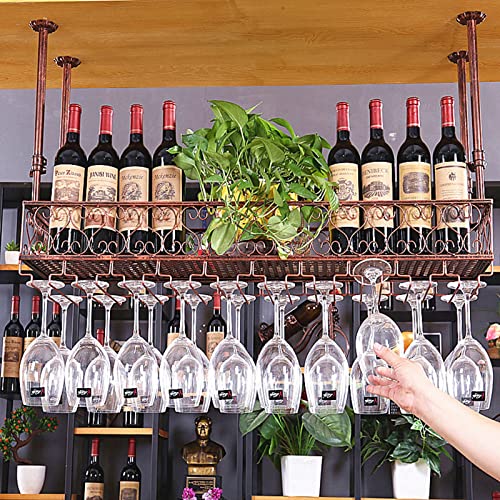 vkeid Weinregale, Decken-Weinhalter, Weinflaschenhalter, hängende Weinglasregale, Kelch-Stielglasregale, Vintage-Wohnkultur, Retro-Bronze/100 x 25 cm (80 x 25 cm) (120 x 25 cm) von vkeid