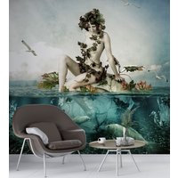 3D-Frauenportrait - Schälen Und Aufkleben - 3D-Frau Im Meer-Tapete - 3D-Wandposter-Geschenke - Wandkunst - Personalisierte - Anpassbare Tapete von wallpaperfect