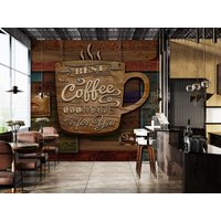 Bester Kaffee Für Sie - Kaffeebecher-Tapete-stile Und Designs Restaurant Dekor-Ablösbare Tapete von wallpaperfect