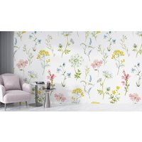 Blumentapete Tapete, Wandbild Mit Blumenmuster, Kleine Blumen, Florales Wandbild, Abnehmbarer Mid Century Moderner Wanddekor von wallpaperfect