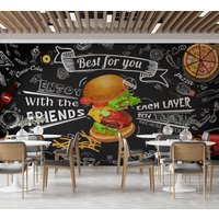 Restaurant Hamburger Tapete - Selbstklebendes Restaurant Poster Wohnzimmer-stil Und Design Wallposter Personalisierbares Wandbild Personalisierte von wallpaperfect