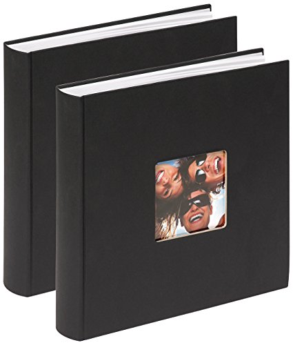 walther design Fotoalbum schwarz 30 x 30 cm mit Cover-Ausstanzung, Doppelpack, Fun FA-208-BD von walther design
