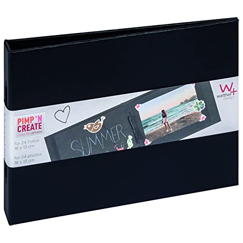 walther design Fotoalbum schwarz 15 x 20 cm mit Kordelbindung PIMP AND CREATE MA-099-B von walther design