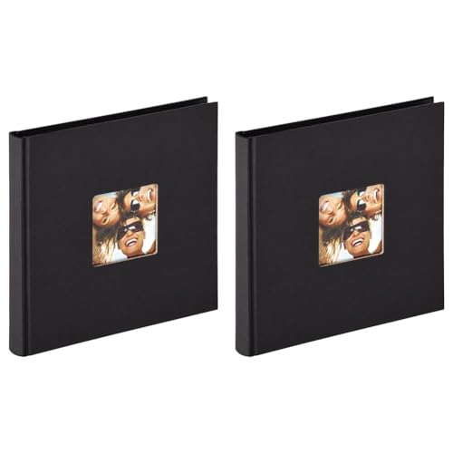 walther design Fotoalbum schwarz 18 x 18 cm mit Cover-Ausstanzung, Fun FA-199-B (Packung mit 2) von walther design
