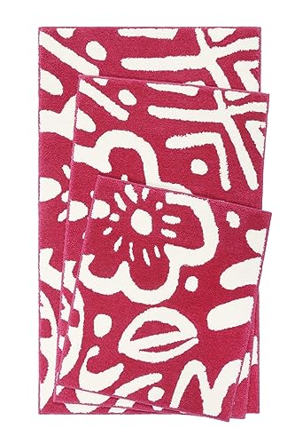 Esprit Badteppich waschbar, rutschfest, Badematte, Badvorleger für Badewanne, Dusche und Badezimmer, Cool Flower (60 x 100 cm, pink) von wecon home