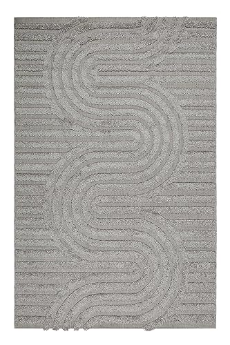 Esprit In-& Outdoor Teppich wetterfest und farbecht mit geometrischem Muster für Balkon, Terrasse, Garten, Küche, Flur, Wohnmobil und Camping – Miles (80 x 150 cm, grau) von Wecon Home