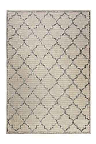 Wecon Home I In & Outdoor, Moderner Kurzflor Teppich/Läufer für Flur, Esszimmer, Küche I Gleamy I WH-4630-790 I (80 x 150 cm, Beige Silber) von Wecon Home