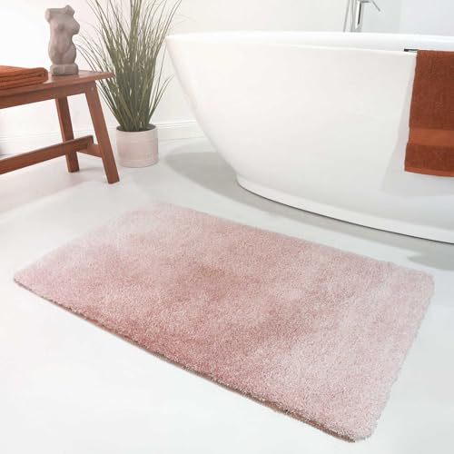 Wecon Home Moderner Flauschiger Badezimmerteppich mit antirutsch Rücken - Luuk (60 x 100 cm, Rose) von Wecon Home