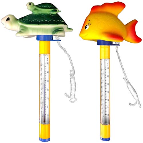 well2wellness® Poolthermometer Set Tier Pool Thermometer "Goldfisch" und "Schildkröte" von well2wellness