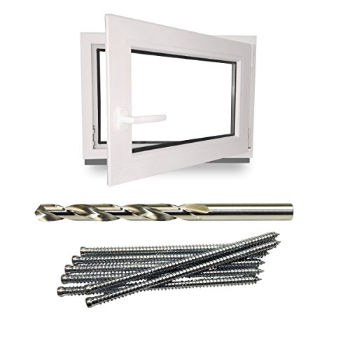 Kellerfenster - Kunststoff - Fenster - weiß - BxH: 90x40cm - BxH: 900x400 mm - Links + Schrauben + Bohrer von werkzeugbilligercom