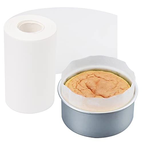 wexpw Kuchenformen-Einlage, 10,2 cm x 50 m, Pergamentpapier, Rolle mit weißem Antihaftbeschichtung, Kuchenform, Seitenauskleidung, Pergamentpapier zum Backen und Kochen von wexpw