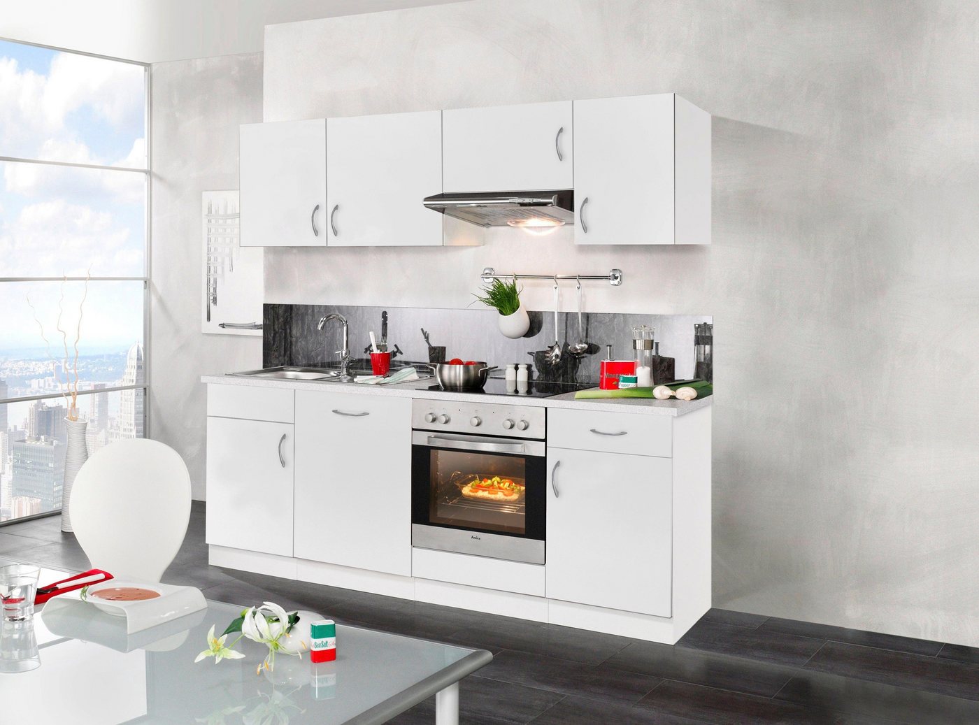 wiho Küchen Küchenzeile Valencia, mit E-Geräten, Breite 220 cm von wiho Küchen