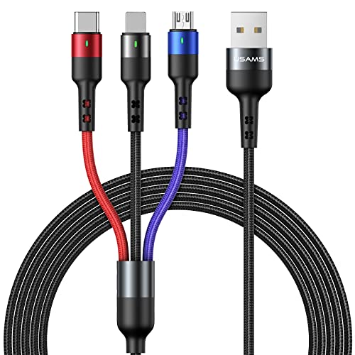 wiredge Multi USB Kabel 3 in 1 Mehrfach Ladekabel 3M/10FT Nylon Universal Multi Ladekabel Micro USB Typ C für Smartphone,Samsung Galaxy S20 S10 S9 S8, Huawei P40 P30, Honor, Oneplus,LG von wiredge