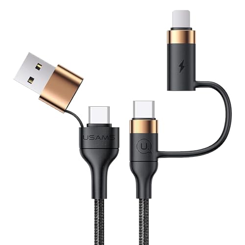 wiredge USB C Multi Ladekabel, 60W 4 IN 1 Multi USB Kabel PD 3A Schnellladekabel 1.2M USB A/USB C auf USB C (60W) / (20W) Mehrfach Ladekabel Nylon Universal für Laptop Tablet Handys von wiredge