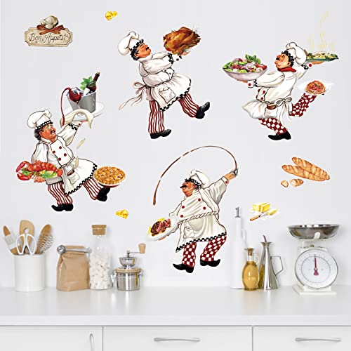 wondever Wandtattoo Küche Lebensmittel Wandaufkleber Chefkoch Kochen Wandsticker Wanddeko für Esszimmer Schränke Kühlschrank von wondever
