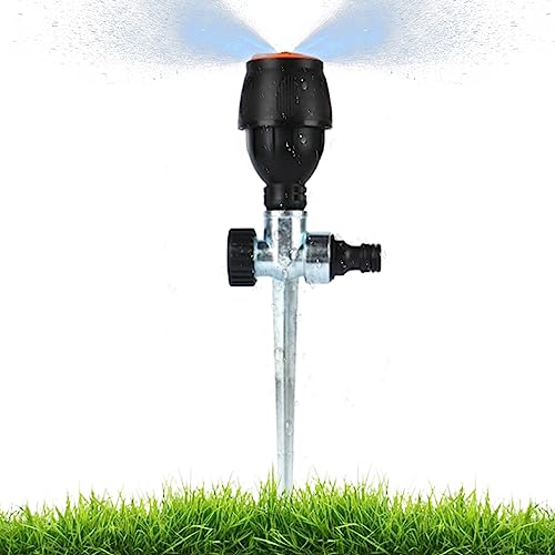 Sprinkler für Rasen, Rasensprinkler, 360 Grad drehbarer Stativsprinkler, Bewässerungsbereich, automatischer Teleskopstativ, Bewässerung, Gartensprinkler für Hof, Metallspieß (Metall) von woudule