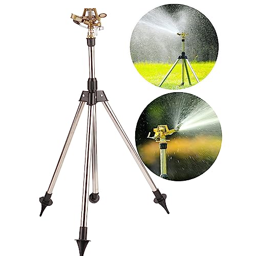 Stativsprinkler, rotierender Bewässerungssprinkler aus Edelstahl mit Teleskop-Stativstütze, automatischer 360-Grad-Rotationsbewässerungssprinkler, Rasen- und Gartensprinkler von woudule