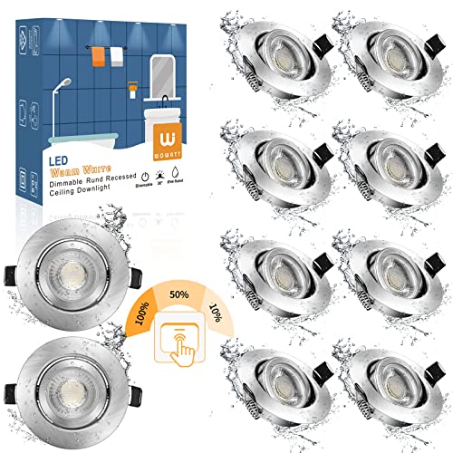 wowatt 10er 7W LED Einbaustrahler 3 Stufig Dimmbar Warmweiß 2800K Einbauleuchten Flach IP44 Ersetzt 70W Halogen LED Spots 230V Schwenkbar Rund 68mm Badeinbaustrahler 700lm Deckeneinbaustrahler wowatt 10er 7W LED Einbaustrahler 3 Stufig Dimmbar Warmweiß 2800K Einbauleuchten Flach IP44 Ersetzt 70W Halogen LED Spots 230V Schwenkbar Rund 68mm Badeinbaustrahler 700lm Deckeneinbaustrahler von wowatt
