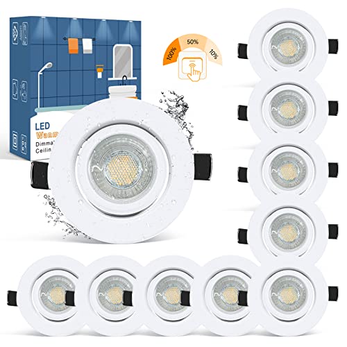 wowatt 10er 7W LED Einbaustrahler Weiß 3 Stufe Dimmbar Ersetzt 70W Halogen LED Spots 230V Ultra Flach 2800K Warmweiß Einbauleuchten IP44 Hell 700lm Badeinbaustrahler 68mm Schwenkbar Rund wowatt 10er 7W LED Einbaustrahler Weiß 3 Stufe Dimmbar Ersetzt 70W Halogen LED Spots 230V Ultra Flach 2800K Warmweiß Einbauleuchten IP44 Hell 700lm Badeinbaustrahler 68mm Schwenkbar Rund von wowatt