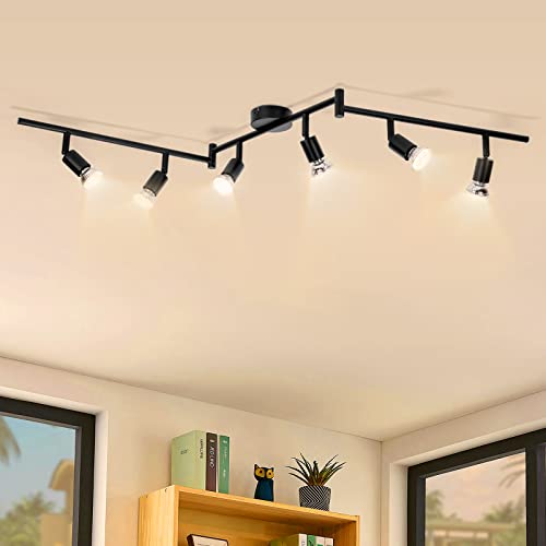 wowatt LED Strahler Deckenleuchte 6 Flammig Inkl. 6x 5W Spots GU10 Warmweiß 2800K Schwenkbar Deckenstrahler Modern Küche Flur Spotleuchten Metall Matt Schwarz Deckenlampe für Wohnzimmer Esszimmer wowatt LED Strahler Deckenleuchte 6 Flammig Inkl. 6x 5W Spots GU10 Warmweiß 2800K Schwenkbar Deckenstrahler Modern Küche Flur Spotleuchten Metall Matt Schwarz Deckenlampe für Wohnzimmer Esszimmer von wowatt