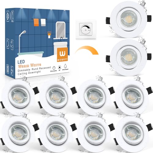 wowatt 10er LED Einbaustrahler Dimmbar Weiß 5.5W LED Spot Ersetzt 60W Halogen Deckenspots LED 230V Ultra Flach IP44 Bad Einbauleuchten 2800K Warmweiß Hell 600lm Einbauspots 68mm Schwenkbar Rund wowatt 10er LED Einbaustrahler Dimmbar Weiß 5.5W LED Spot Ersetzt 60W Halogen Deckenspots LED 230V Ultra Flach IP44 Bad Einbauleuchten 2800K Warmweiß Hell 600lm Einbauspots 68mm Schwenkbar Rund von wowatt