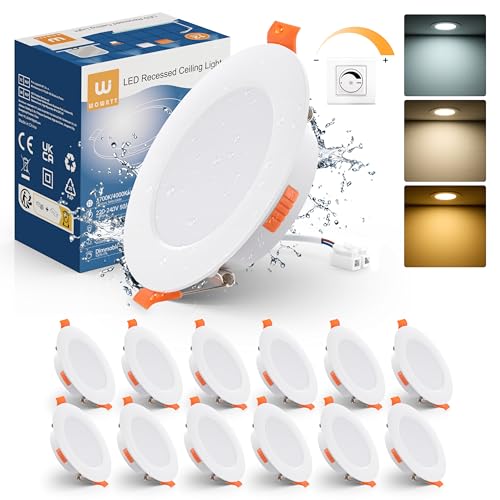 wowatt 12er LED Einbaustrahler 230V Dimmbar, 7W Spots LED Warmweiß 2700K Neutralweiß 4000K Kaltweiß 6000K, IP44 Einbauleuchten Ultra Flach 600LM, Einbauspots Rund 75-90mm Weiß Für Badezimmer Küche wowatt 12er LED Einbaustrahler 230V Dimmbar, 7W Spots LED Warmweiß 2700K Neutralweiß 4000K Kaltweiß 6000K, IP44 Einbauleuchten Ultra Flach 600LM, Einbauspots Rund 75-90mm Weiß Für Badezimmer Küche von wowatt