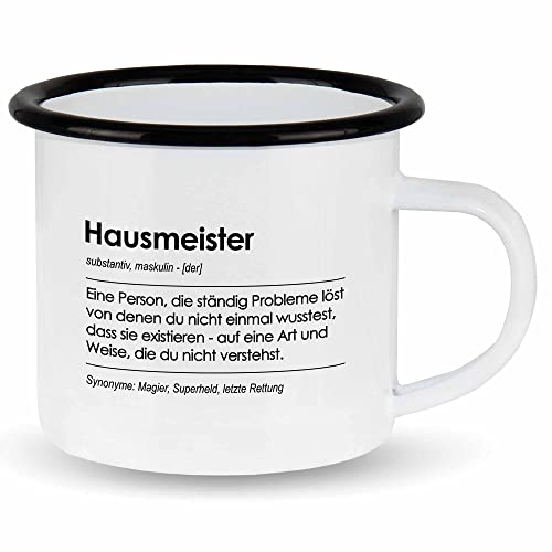 wowshirt Emallie Tasse Geschenk für Hausmeister Definition Geburtstag Weihnachten, Farbe:White - Black von wowshirt