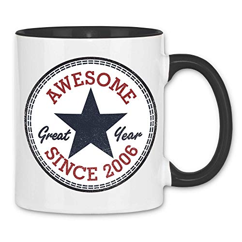 wowshirt Tasse Awesome Since Star Geschenk zum 40. 50. 60. Geburtstag 20-90 Jahre Alt, Farbe:2006 White Black von wowshirt