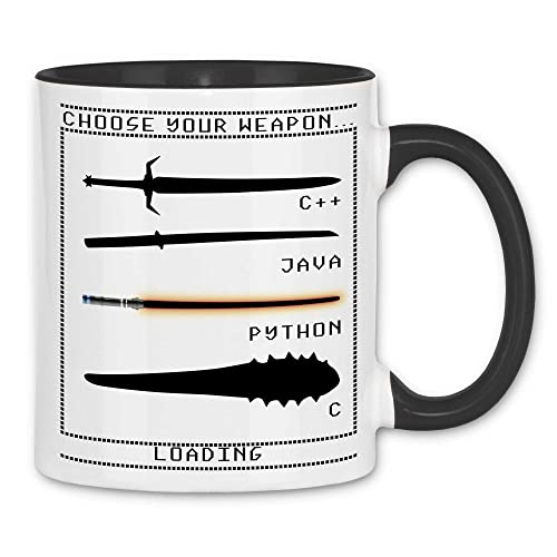 wowshirt Tasse Choose Your Weapon Java Python Programmierer Informatiker Software Entwickler Coder, Farbe:White - Black von wowshirt