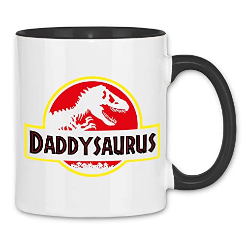 wowshirt Tasse Daddysaurus Dinosaur Dino Papa Vatertag Geschenk für Vater, Farbe:White - Black von wowshirt