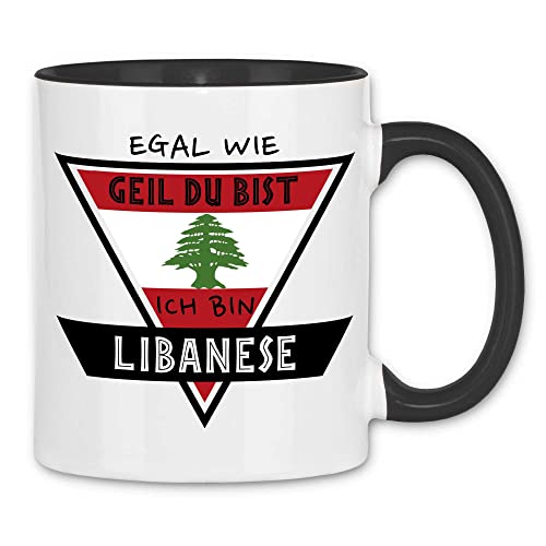 wowshirt Tasse Egal Wie Geil Du Bist Ich Bin Libanese Libanon, Farbe:White - Black von wowshirt