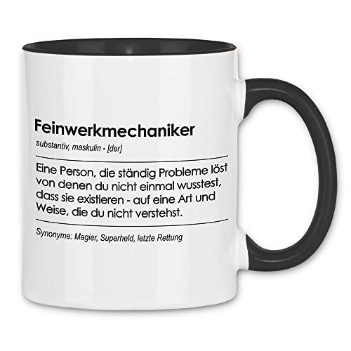 wowshirt Tasse Geschenk für Feinwerkmechaniker Definition Geburtstag Weihnachten, Farbe:White - Black von wowshirt