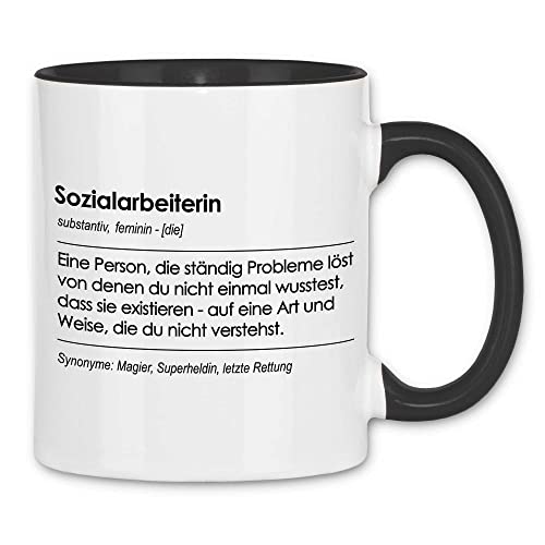 wowshirt Tasse Geschenk für Sozialarbeiterin Definition Geburtstag Weihnachten, Farbe:White - Black von wowshirt