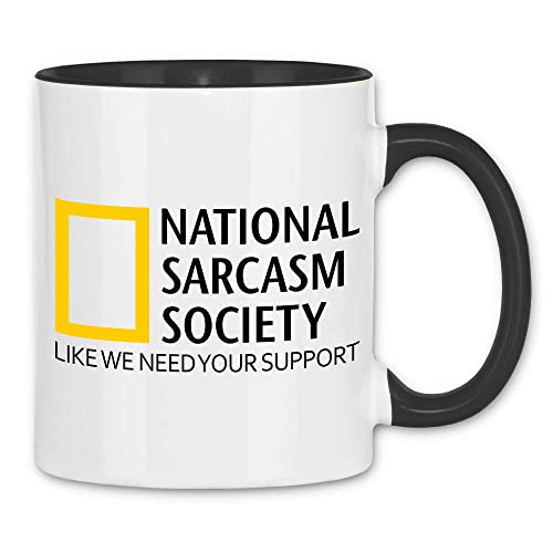 wowshirt Tasse National Sarcasm Society Geschenk für Chef Kollege Mitarbeiter Bürohumor, Farbe:White - Black von wowshirt
