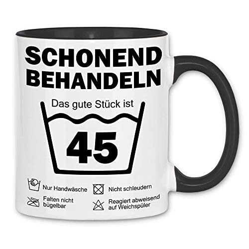 wowshirt Tasse Schonend Behandeln Das Gute Stück Ist 45 Geschenk zum 45. Geburtstag 45 Jahre, Farbe:White - Black von wowshirt