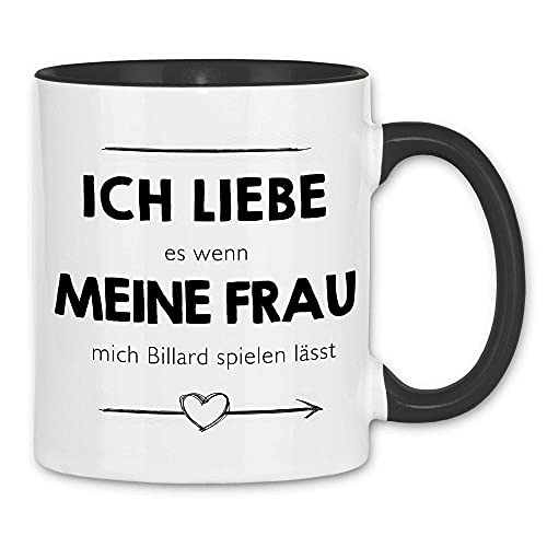 wowshirt Tasse ich liebe es wenn meine Frau mich Billard spielen lässt Bescherung, Spieler, Farbe:White - Black von wowshirt