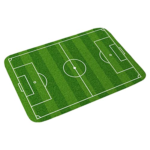 xbiez Fußballplatz Bodenmatte Dekor Wiederverwendbar Waschbar Teppich Matte Flanell rutschfeste Fußmatte Schlafzimmerteppiche Fußballplatz Teppich Für Herren von xbiez