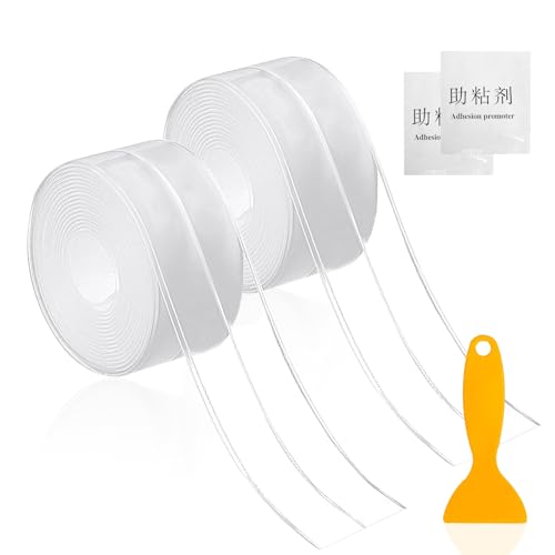 2 Rollen Dichtungsband Selbstklebend,Wasserdichtes klebeband Transparent,PVC Dichtband Selbstklebend für Küche,Dusche,Wand,Toilette,Wandecke (1) von xiaoxianxian