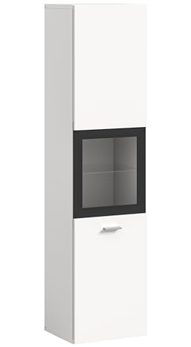 xonox.home Badezimmer Boston Badezimmerschrank Badschrank stehend Wandschrank hängend Standschrank Hängeschrank in weiß, ca.30x125x29cm Glas mit schwarzem Rahmen bodenstehend/hängend montierbar xonox.home Badezimmer Boston Badezimmerschrank Badschrank stehend Wandschrank hängend Standschrank Hängeschrank in weiß, ca.30x125x29cm Glas mit schwarzem Rahmen bodenstehend/hängend montierbar von xonox.home
