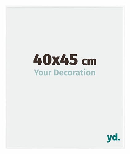 yd. Your Decoration - Bilderrahmen 40x45 cm - Weiß Hochglanz - Bilderrahmen aus Kunststoff mit Acrylglas - Antireflex - 40x45 Rahmen - Evry von yd.