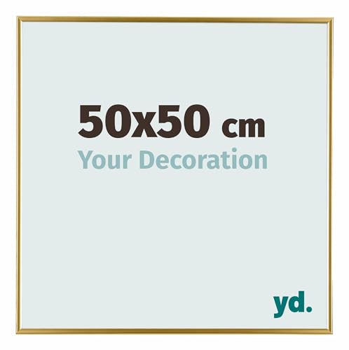 yd. Your Decoration - Bilderrahmen 50x50 cm - Gold - Bilderrahmen aus Kunststoff mit Acrylglas - Antireflex - 50x50 Rahmen - Evry von yd.