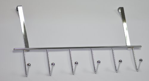 Türgarderobe Hakenleiste Garderobenleiste Kleiderhaken Stahl glanz chrom mit 6 Haken 465 x 245 x 50mm von youngschwinnDESIGN