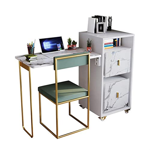 Arbeitstisch, Schreibtisch, leichter, luxuriöser Klapptisch, Laptoptisch mit Rollen, beweglicher, multifunktionaler, ausziehbarer einteiliger Bücherregal-Schreibtischstuhl, ausziehbarer Stuhl, Gaming von yudPinn
