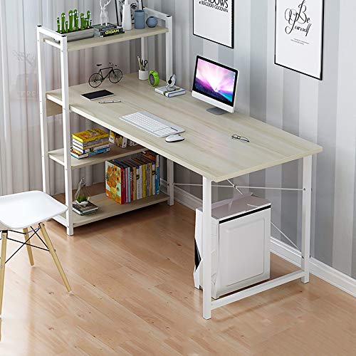 Computertisch mit Bücherregal und CPU-Ständer, 47 Zoll Eckschreibtisch für Laptop-PC, Gaming-Schreibtisch für Zuhause, Arbeitszimmer, Schreibtisch, Schreibtisch, Arbeitsstation, Holz, 100 x 48 x 110 von yudPinn