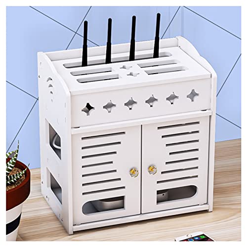 Weißes schwebendes Regal, multifunktionale Aufbewahrungsbox für kreative WLAN-Router, TV-Schrank für Zuhause, Wohnzimmer, Netzkabel-Finishing-Box, weiße Set-Top-Box-Halterung (weiß 30 x 20 x 32 cm) von yudPinn