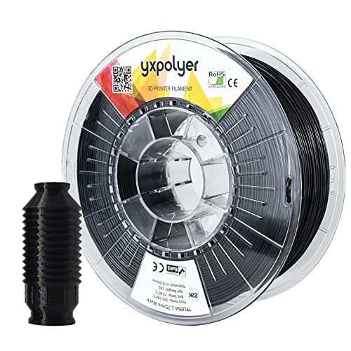 YXPOLYER TPU Filament 1,75 mm Flexible TPU Rolle Weiches 3D-Drucker-Filament, 1kg Spule (2,2 lbs), Maßgenauigkeit +/- 0,04 mm, 1 Packung (Schwarz) von yxpolyer