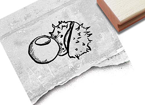 Stempel Motivstempel Kastanie - Bildstempel für Basteln Karten Tischdeko Kunst Scrapbook Herbst-Deko Geschenk für Kinder- zAcheR-fineT von zAcheR-fineT-design