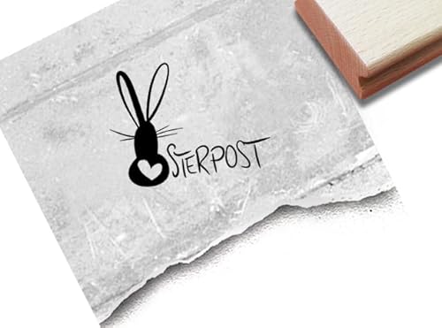 Stempel Osterpost mit Osterhase - Osterstempel Textstempel Grüße Ostern Osterkarten Geschenkanhänger Basteln Osterdeko Scrapbook - zAcheR-fineT (klein ca. 33 x 25 mm) von zAcheR-fineT-design