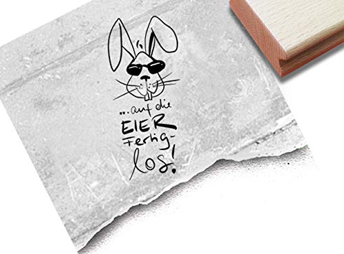Stempel Osterstempel ...auf die Eier fertig los! mit Hase - Textstempel Ostern Karten Geschenkanhänger Osterdeko Tischdeko Scrapbook - zAcheR-fineT von zAcheR-fineT-design