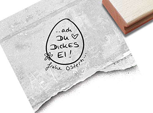 Stempel Osterstempel Ach Du dickes Ei! Frohe Ostern - Textstempel Osterkarten Geschenkanhänger Basteln Osterdeko Tischdeko Scrapbook - zAcheR-fineT (klein ca. 28 x 34 mm) von zAcheR-fineT-design